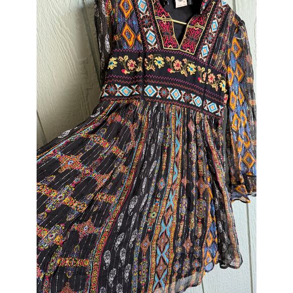 Anthropologie Akemi + Kin Sheria Metallic Embroidered Boho Dress 2P - Picture 6 of 9